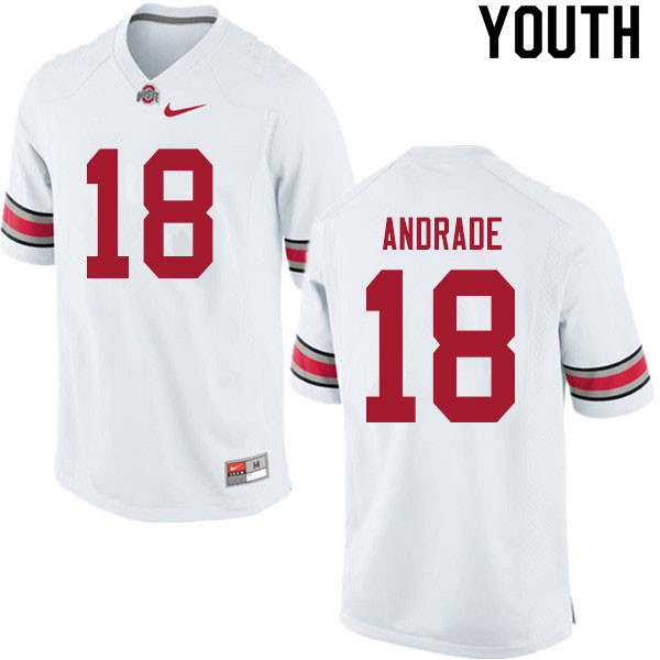Ohio State Buckeyes J.P. Andrade Youth #18 White Authentic Stitched College Football Jersey